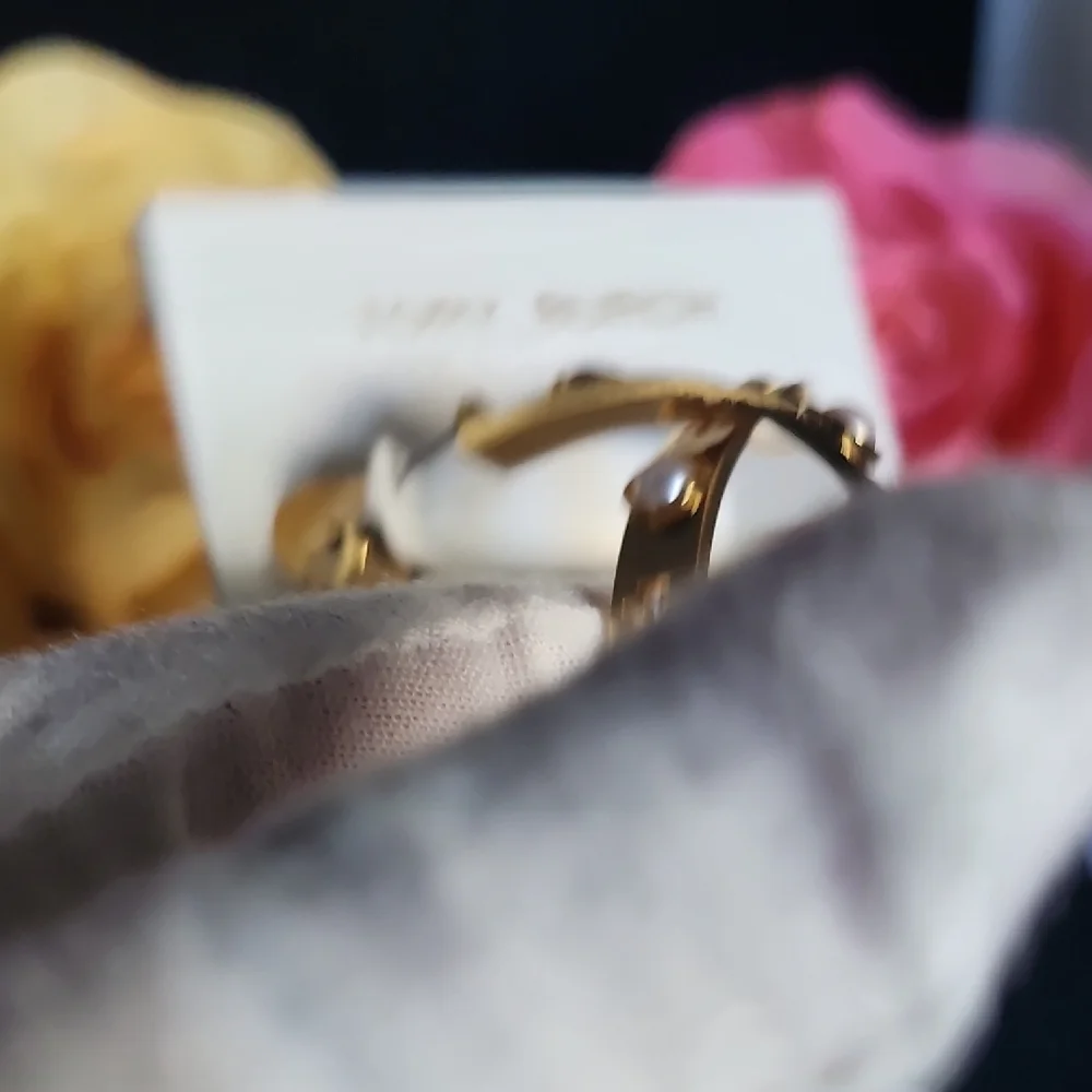 Tory Burch Gold Hoops with Pearl Accents - Picture 5 of 10